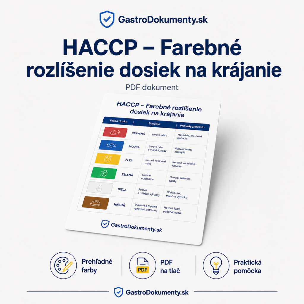 HACCP - Farebné rozlíšenie dosiek na krájanie, PDF dokument