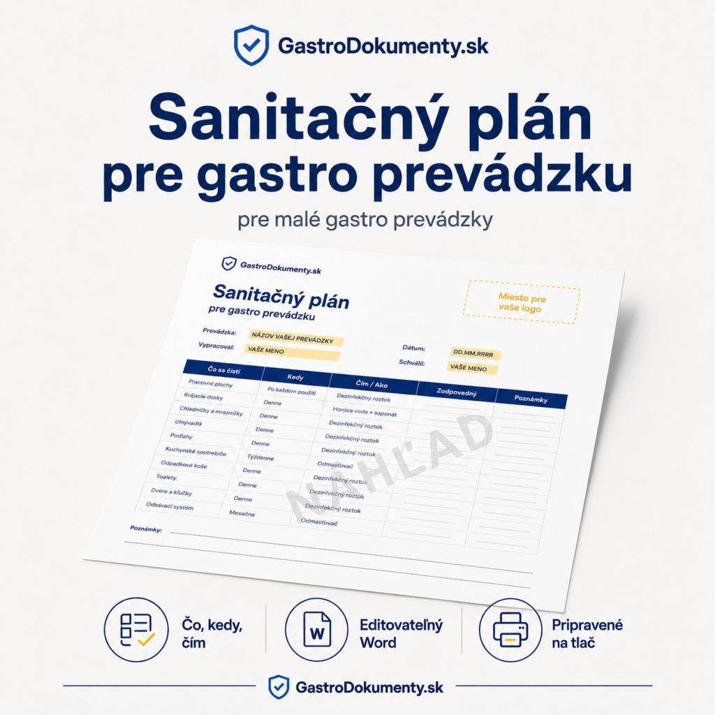 Sanitačný plán pre gastro prevádzku