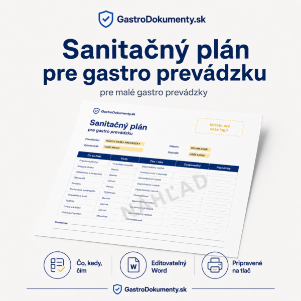 Sanitačný plán pre gastro prevádzku